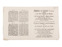 [UNITED STATES - TREATIES]. Wänskaps och Handels Tractat Emellan Hans Maj:t Romungen af Swerige Och The Forente Staterne i Norra America.... Traité d’Amitié et de Commerce entre sa Majesté le Roi de Suede et Les États Unis de l’Amérique Septentrionale .... Stockholm: Royal Press, 1785.