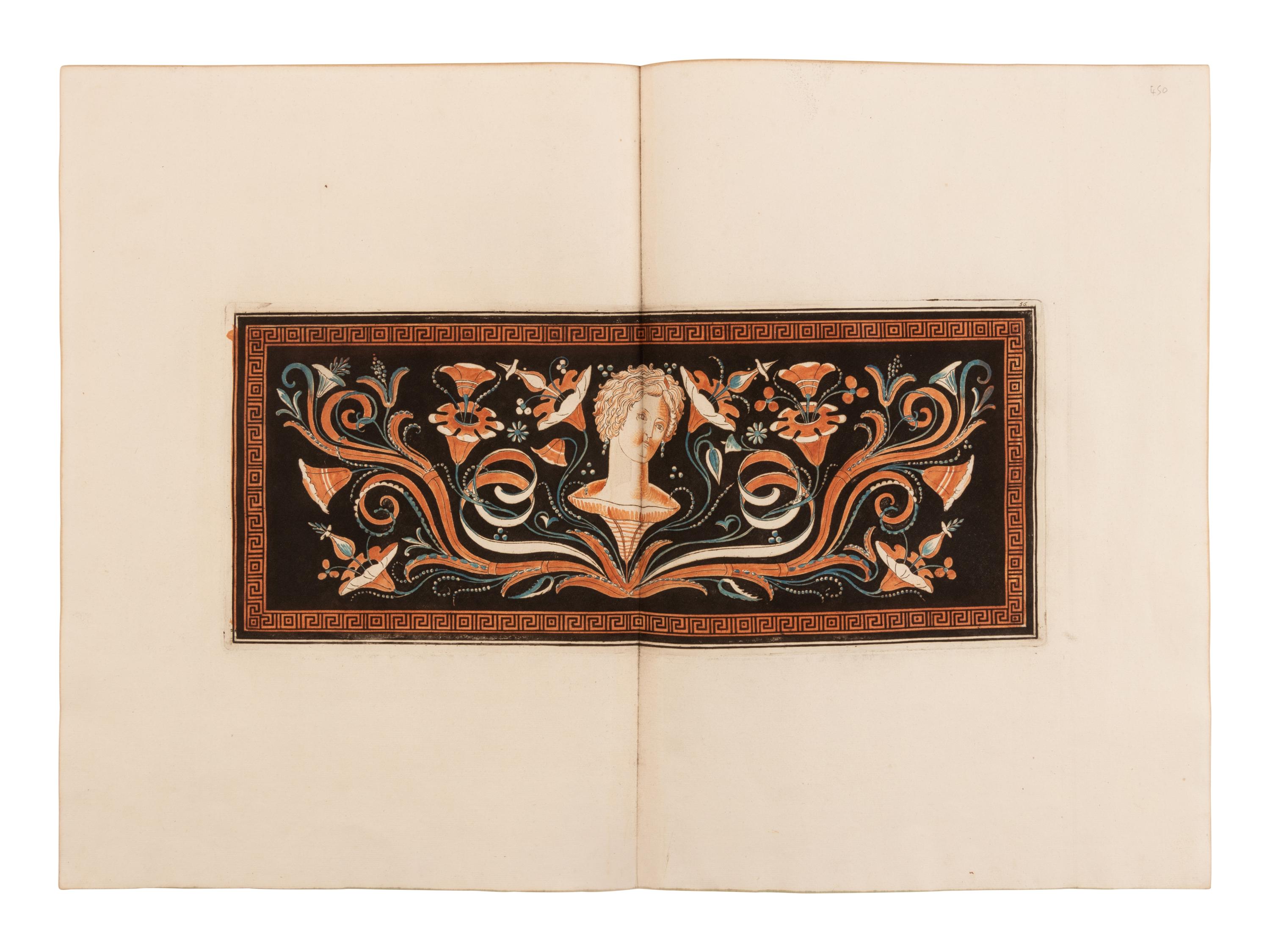 HAMILTON, William (1730-1803). -- HANCARVILLE, Pierre-Francois Hugues d' (1719-1805). A group of 3 engravings from "Collection of Etruscan, Greek and Roman Antiquities from the Cabinet of the Hon. William Hamilton." Naples: Francois, Morelli, 1766-[1776].