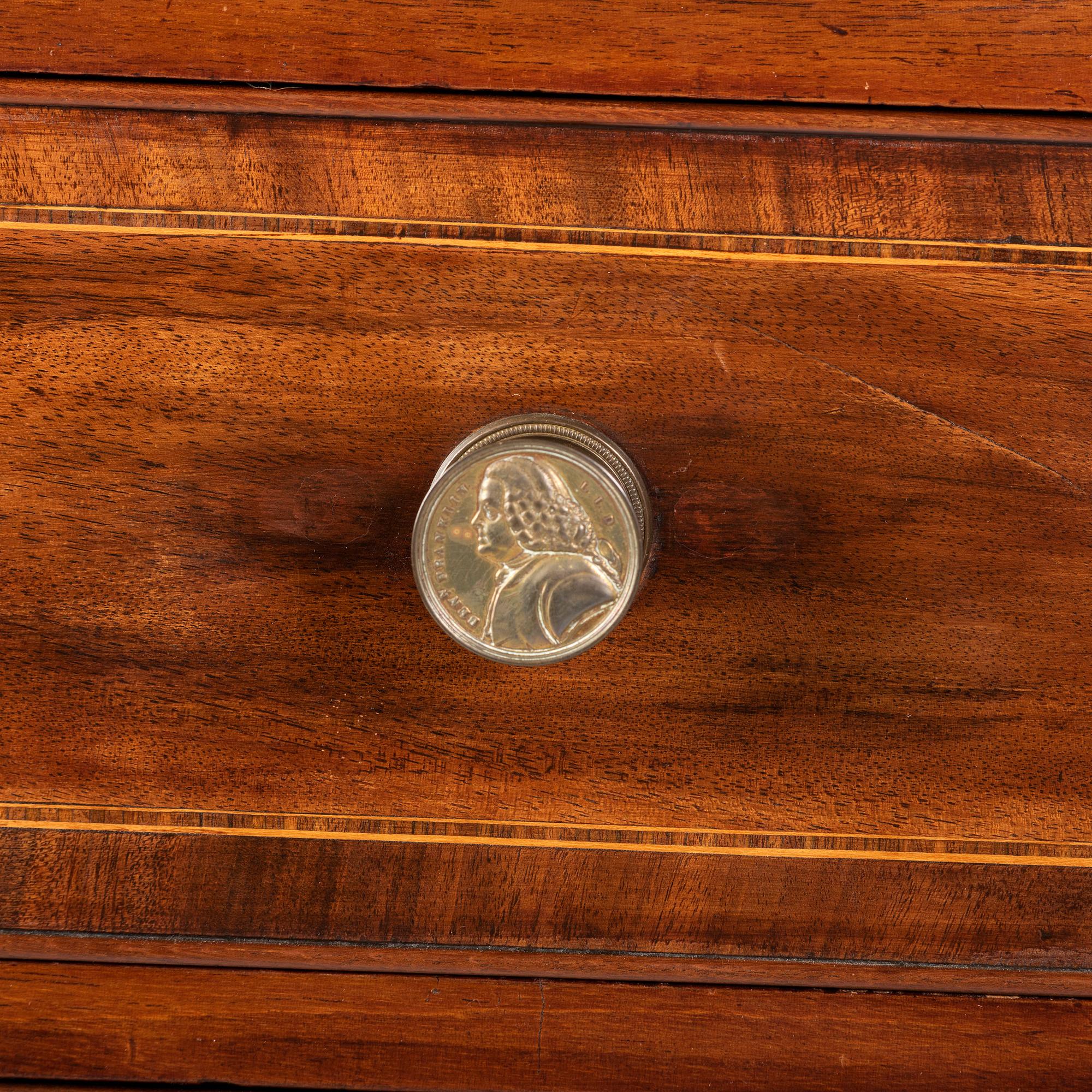 A Federal Parcel Gilt Mahogany, Holly and Ebony Breakfront Gentleman's Desk-and-Bookcase