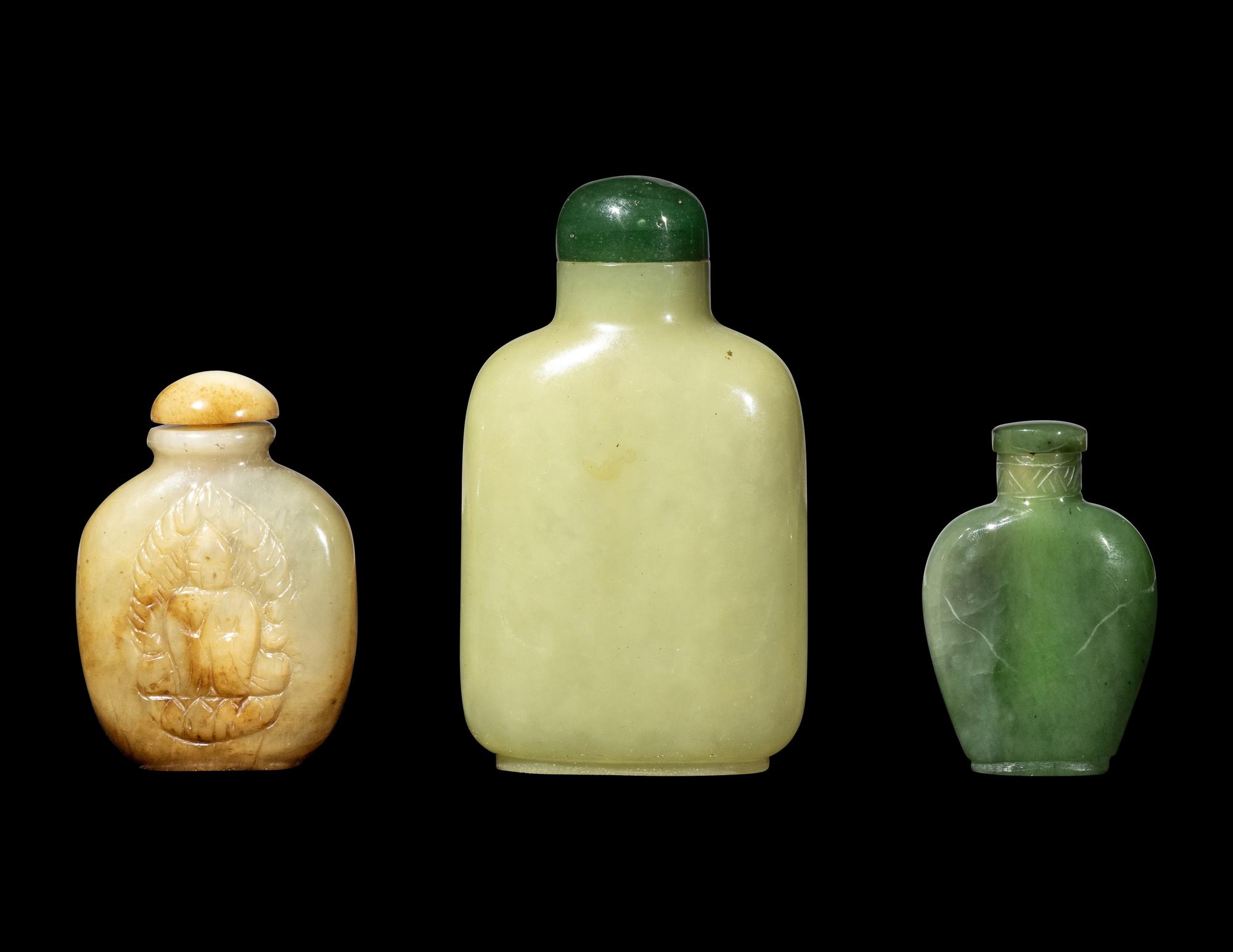 Three Chinese Jade Snuff Bottles