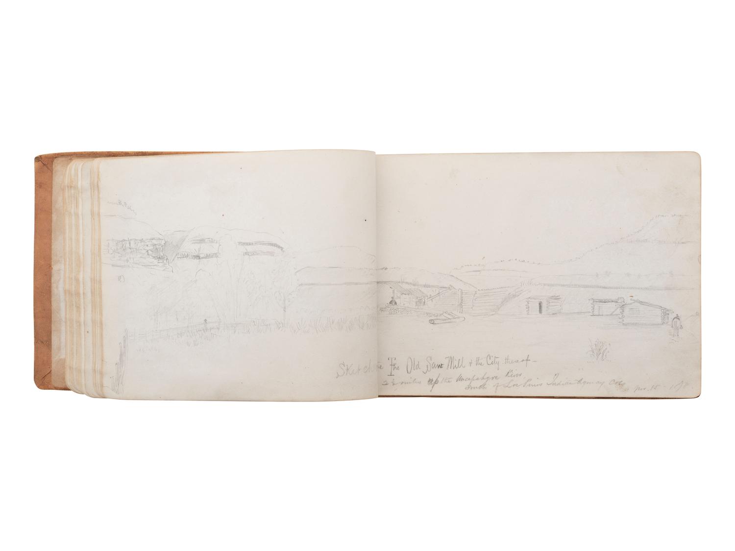 [WESTERN AMERICANA] -- [NATIVE AMERICANS]. Collection of sketches drawn and compiled by U.S. Army officer Charles A.H. McCauley while serving in various military posts, including Native American ledger art from the Los Piños Ute Indian Agency.