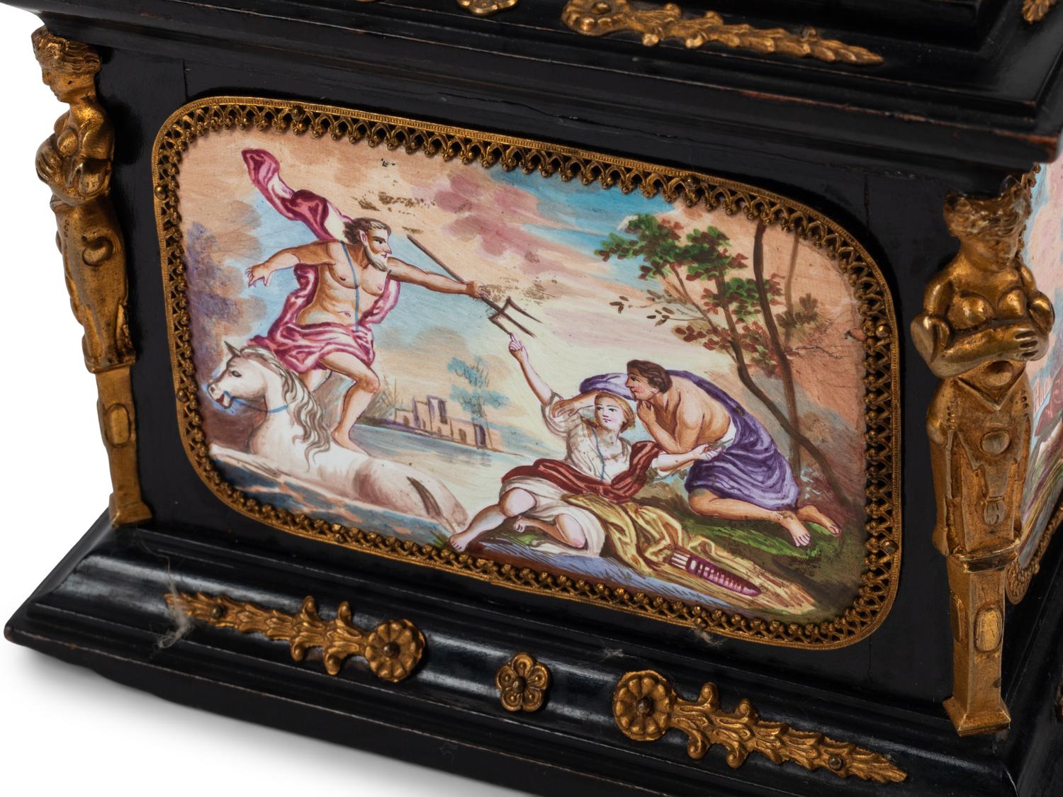 A Small Austrian Enamel Plaque Mounted Table Casket