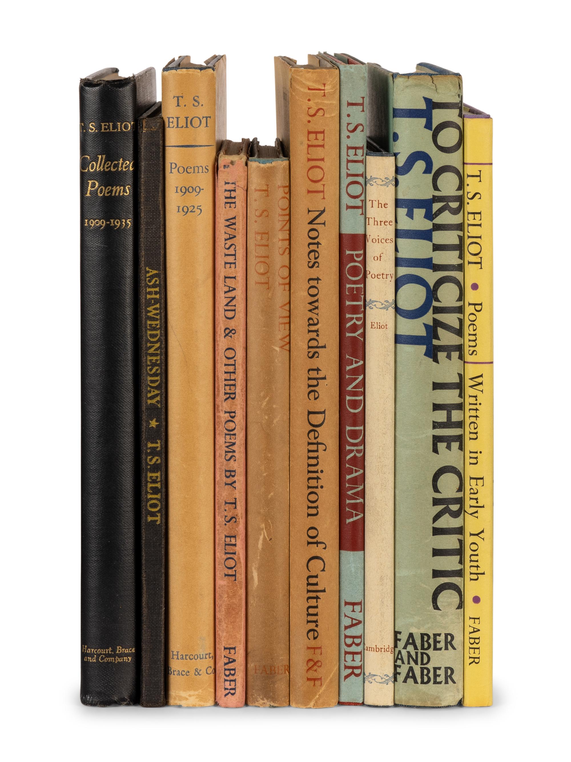 ELIOT, T.S. (1888-1965). A group of 30 works by Eliot, including: