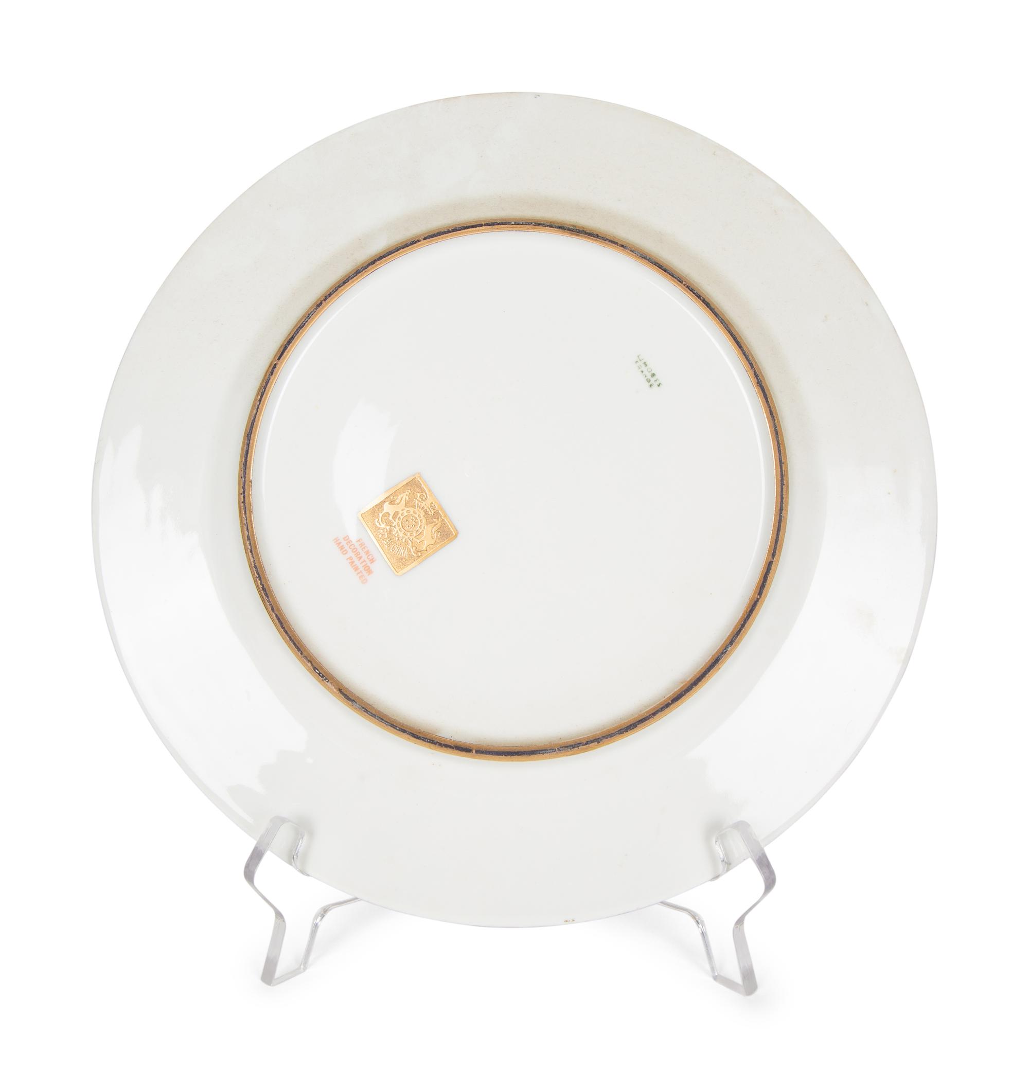 A Set of Ten Limoges Porcelain Polychrome and Gilt-Encrusted Cabinet Plates — Late 19th Century
