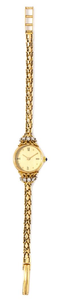 A Vintage 18 Karat Yellow Gold and Diamond Watch, French, 14.00 dwts.