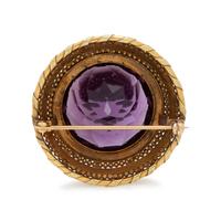 ANTIQUE, AMETHYST AND SEED PEARL BROOCH