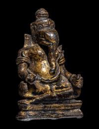A Gilt Lacquered Bronze Figure of Ganesha, Probably Thai