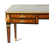 An Empire Style Cross Banded Walnut and Ebonized Bureau Plat