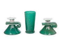 A Pair of Contemporary Art Glass Candlesticks