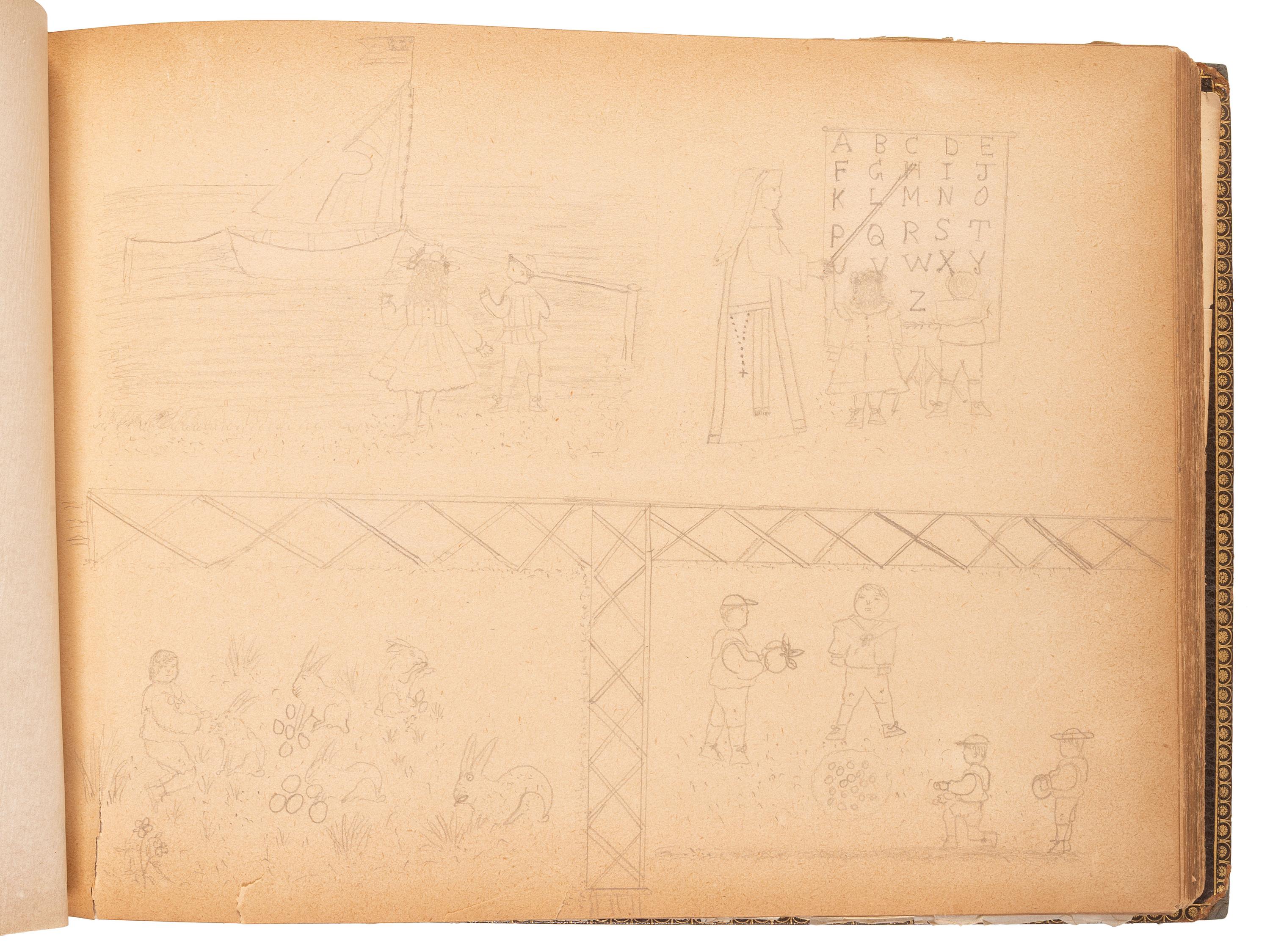 "Drawings Presented to Rev. Pius Boehm by His Little Indian Children." [Crow Creek Reservation, South Dakota.] 4 May 1899.