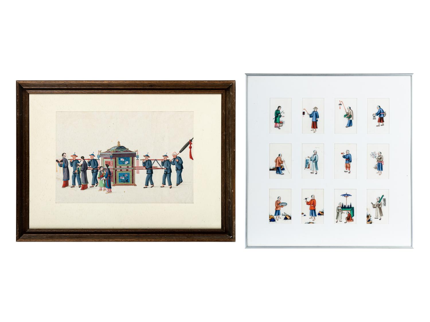 Two Chinese Export Pith Paintings