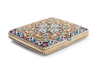 A Russian Silver-Gilt and Enamel Cigarette Case