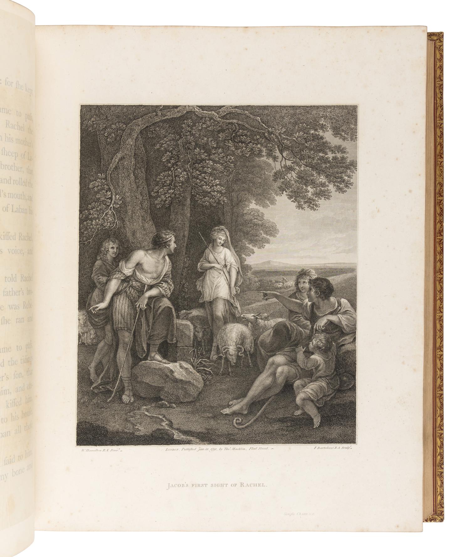 [BIBLE, in English] -- [THE MACKLIN BIBLE]. The Old [and New] Testament, embellished with Engravings, from Pictures and Designs by the Most Eminent English Artists . London: Thomas Bensley for Thomas Macklin, 1800.