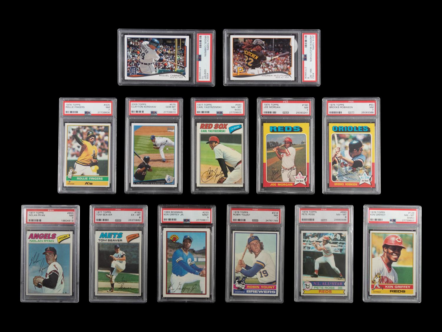 A Group of 13 1970s-2000s Hall of Fame and Notable Graded Baseball Cards,