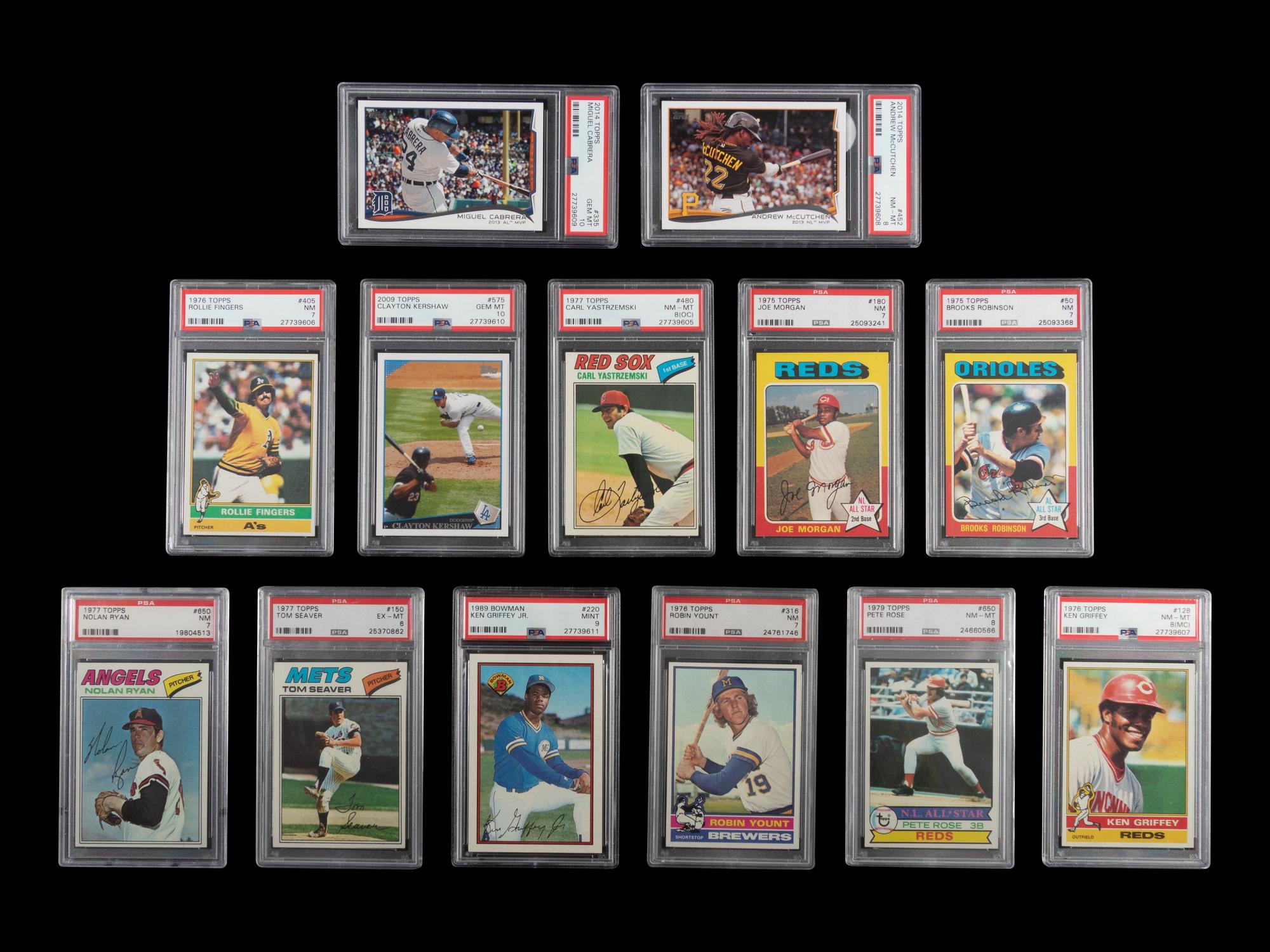 A Group of 13 1970s-2000s Hall of Fame and Notable Graded Baseball Cards,