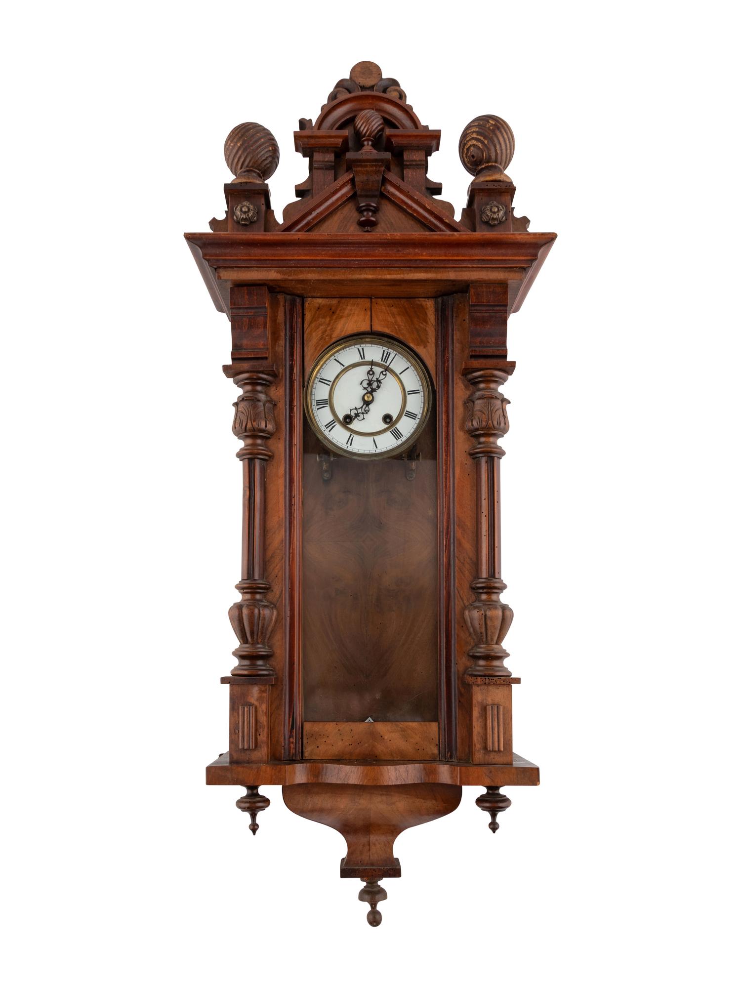A Continental Walnut Regulator Clock