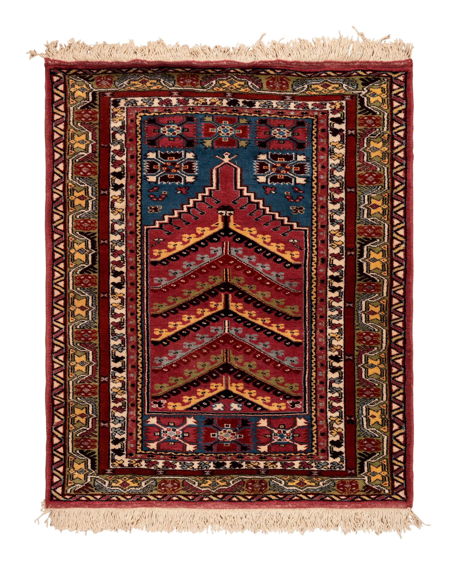 Four Turkish Wool Mats and a Baluch Design Wool Mat
