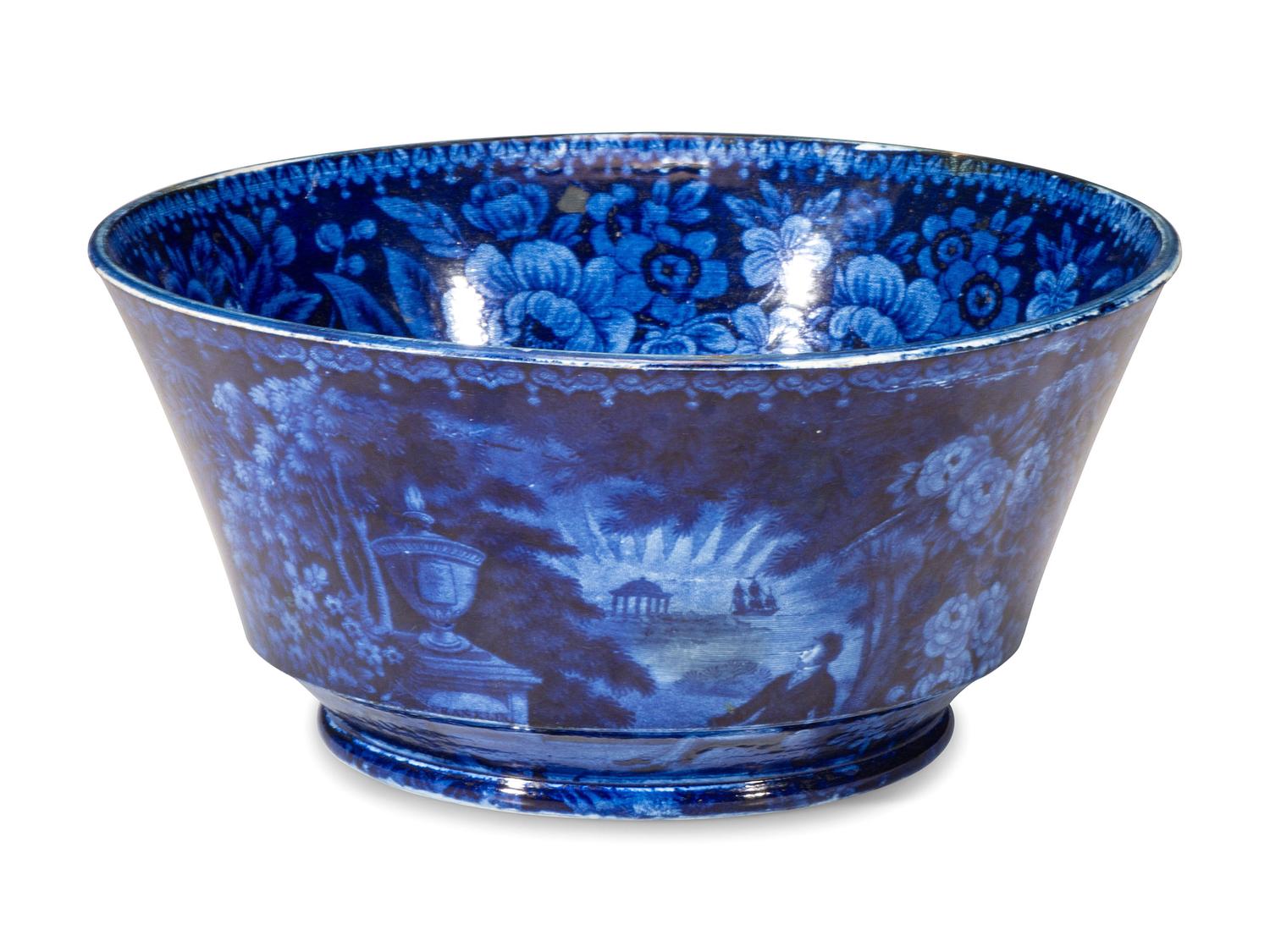 A Staffordshire Blue 'Franklin's Tomb' Bowl