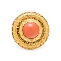 ANTIQUE, YELLOW GOLD AND CORAL RING