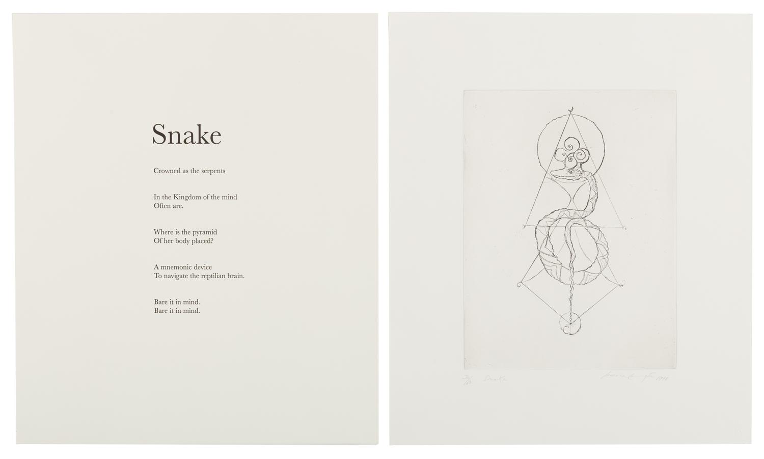 Leonora Carrington (British/Mexican, 1917-2011) — Snake; Tapir (2 works), 1998