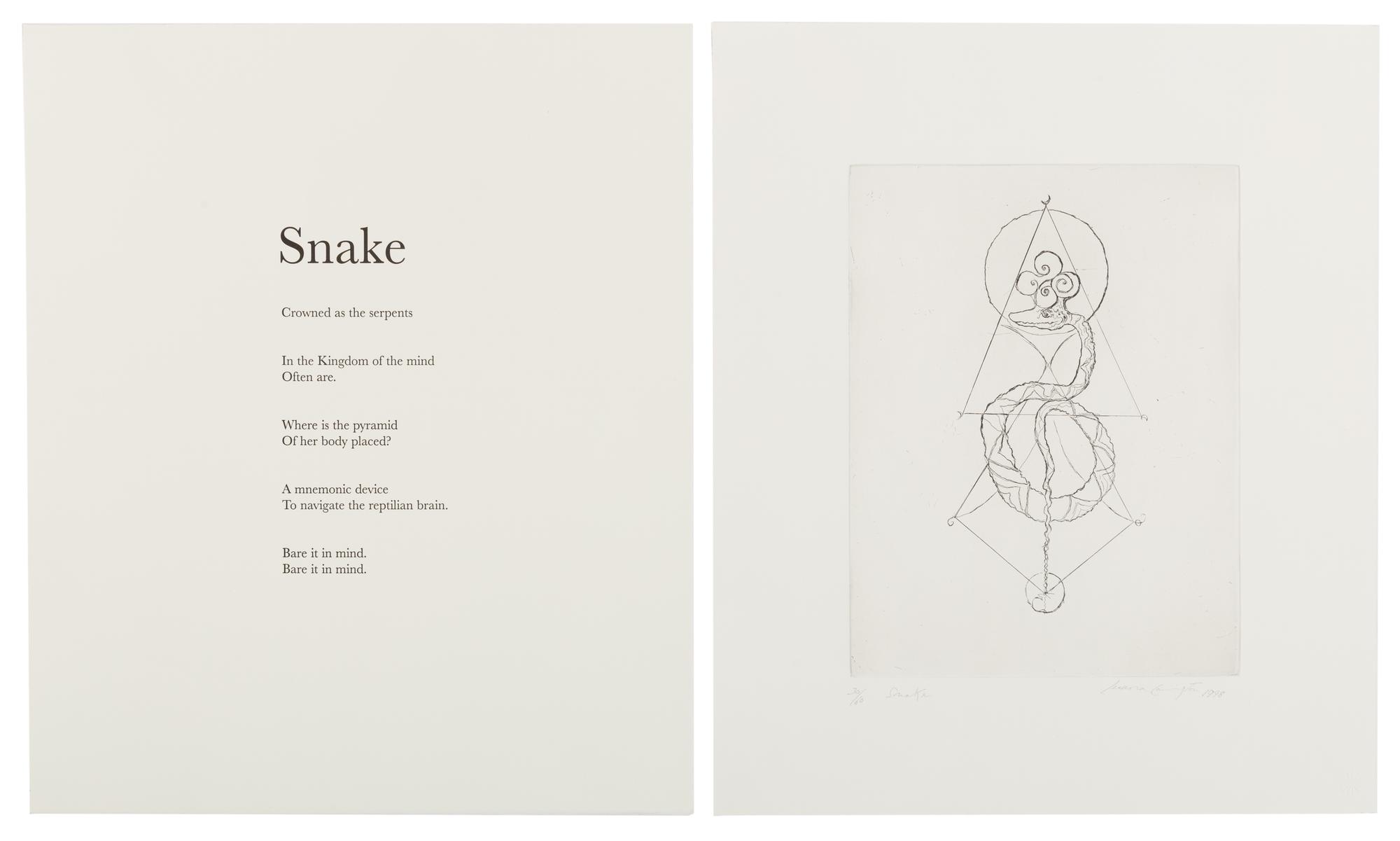 Leonora Carrington (British/Mexican, 1917-2011) — Snake; Tapir (2 works), 1998