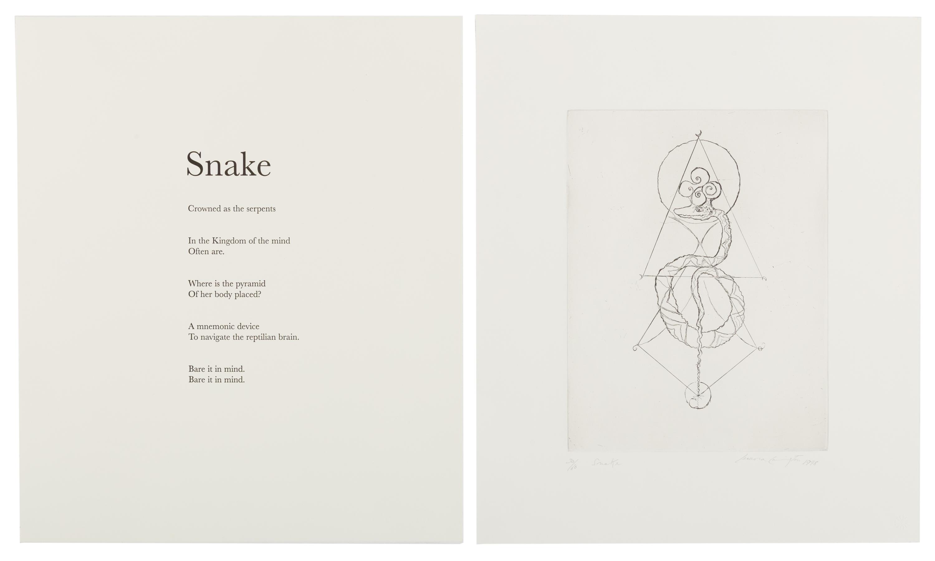 Leonora Carrington (British/Mexican, 1917-2011) — Snake; Tapir (2 works), 1998