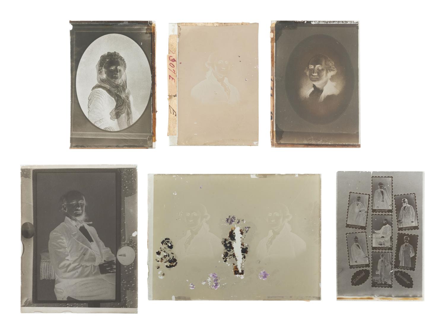 [EARLY PHOTOGRAPHY]. Collection of glass negatives featuring Civil War officers and other subjects.