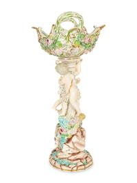 A German Porcelain Centerpiece With Oval Basket — 19th Century