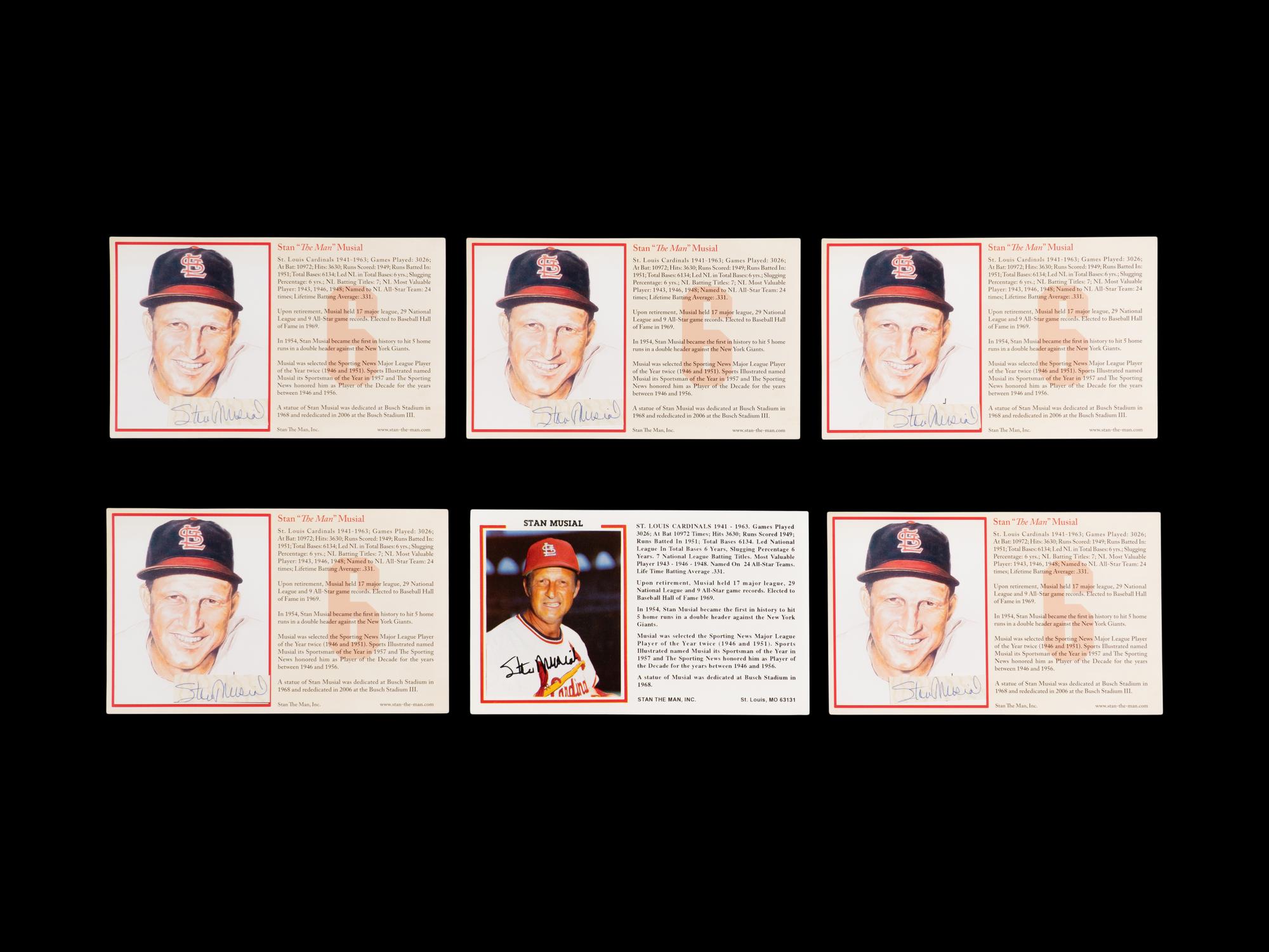 A Collection of 30 Stan Musial Signed Autograph Items