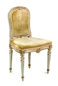 An Italian Neoclassical Painted and Parcel Gilt Side Chair Height 36 inches. — 18TH CENTURY