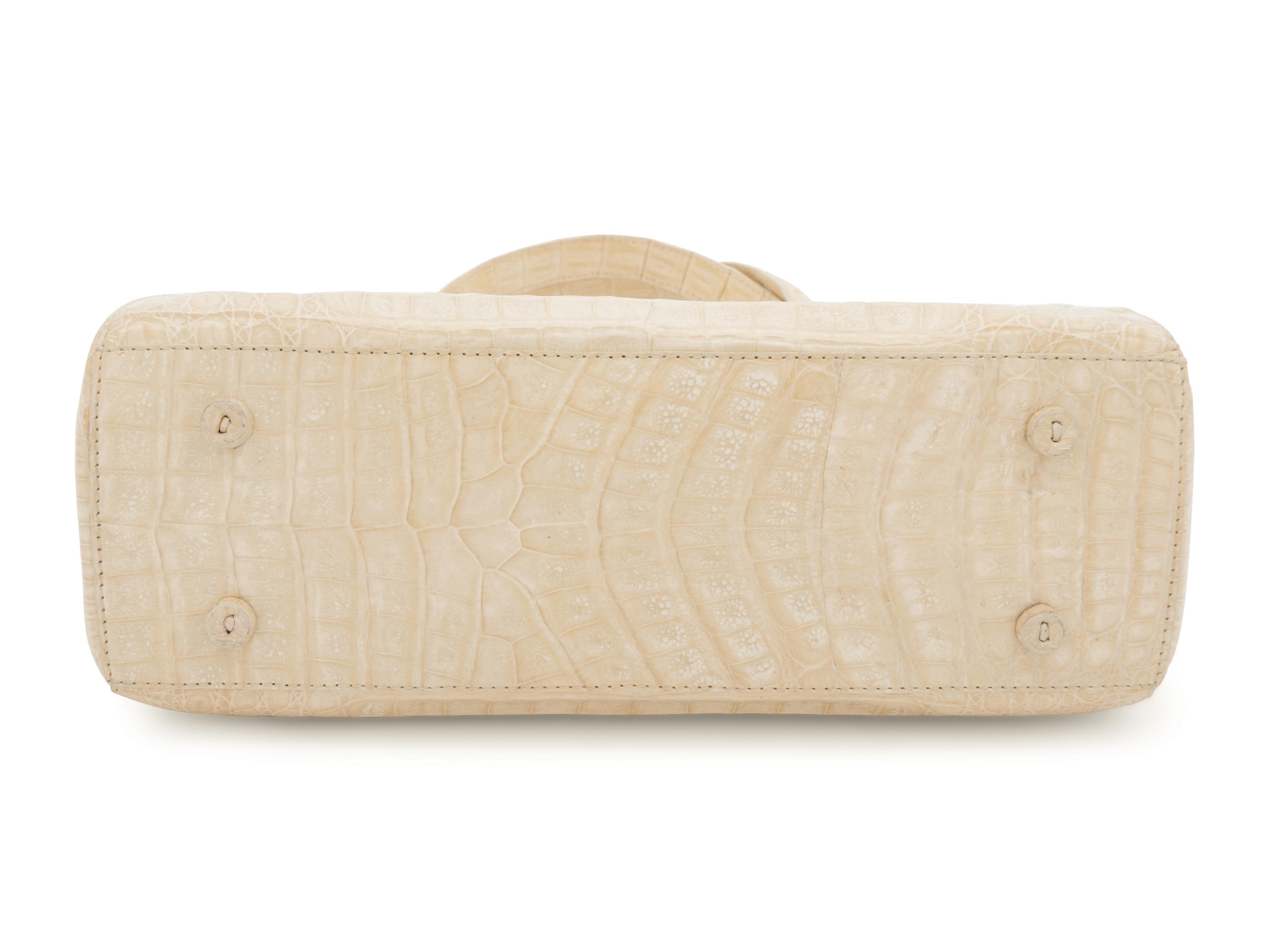 Nancy Gonzalez White Crocodile Frame Bag, 2000s