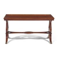 A Neoclassical Style Mahogany Lyre-Base Coffee Table