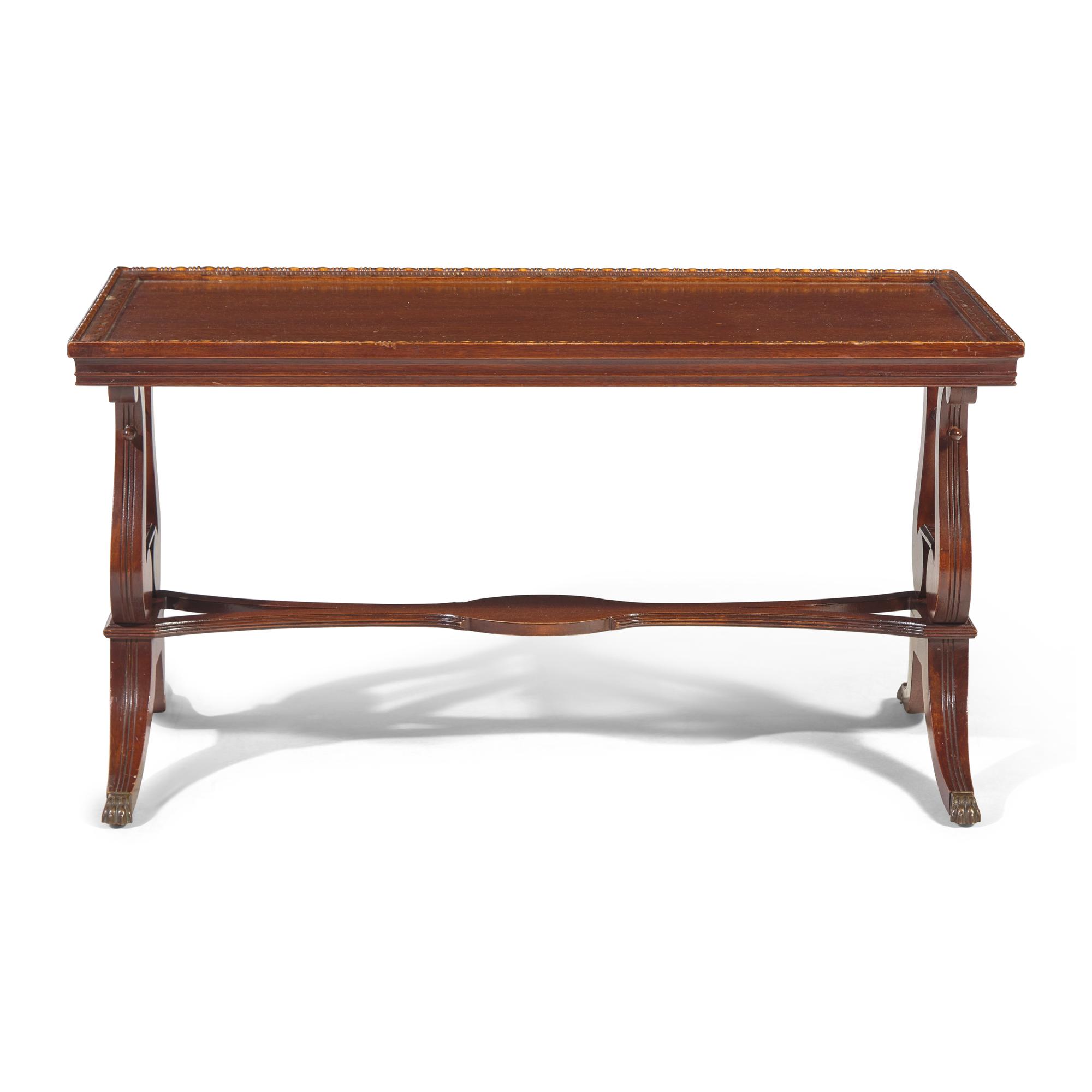A Neoclassical Style Mahogany Lyre-Base Coffee Table