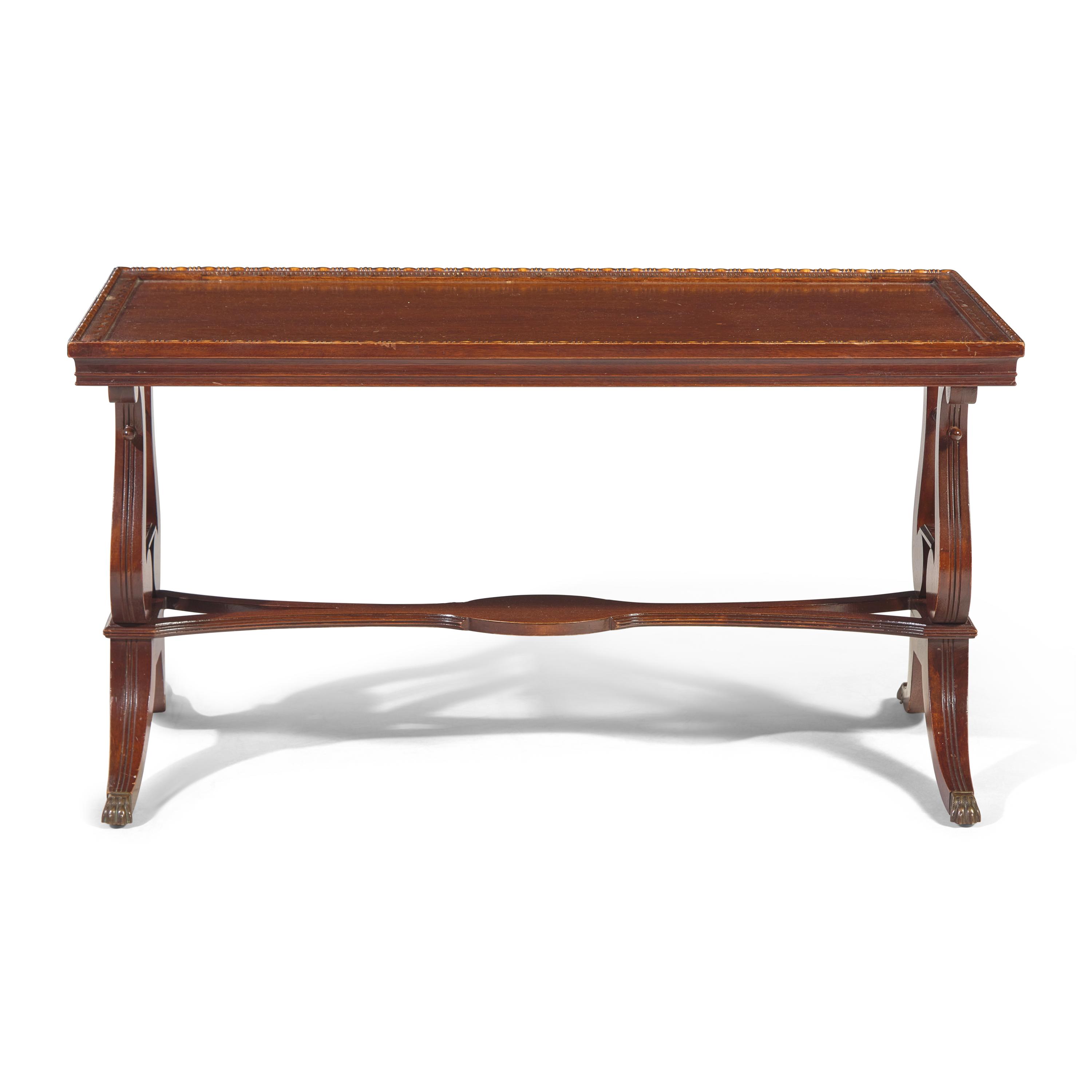 A Neoclassical Style Mahogany Lyre-Base Coffee Table