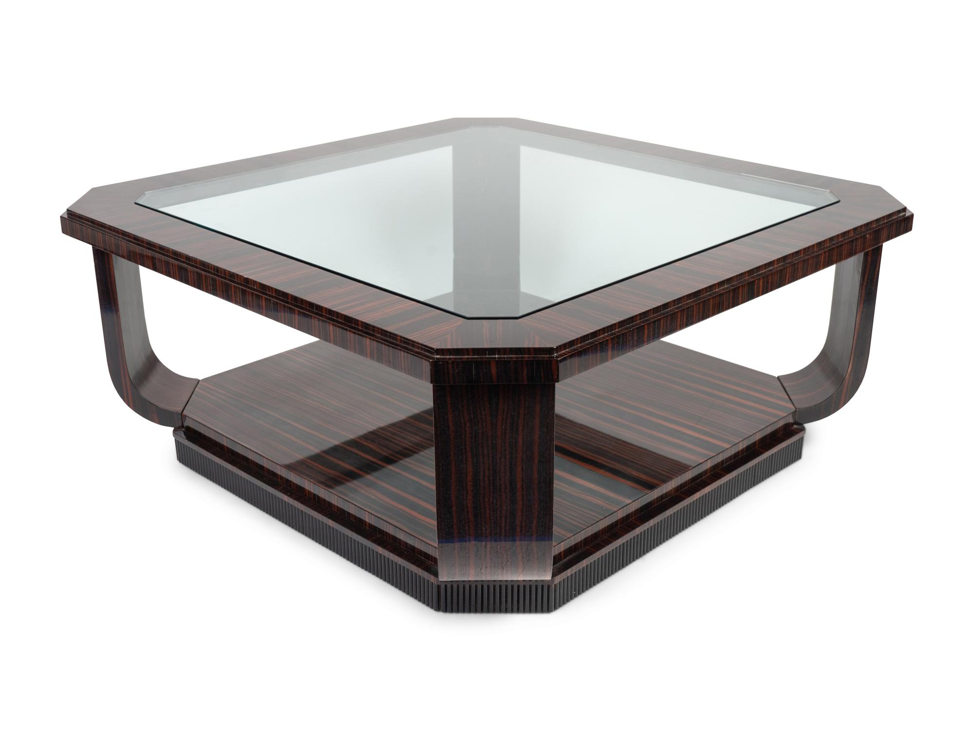 A French Art Deco Style Macassar Two-Tier Coffee Table — 20TH CENTURY