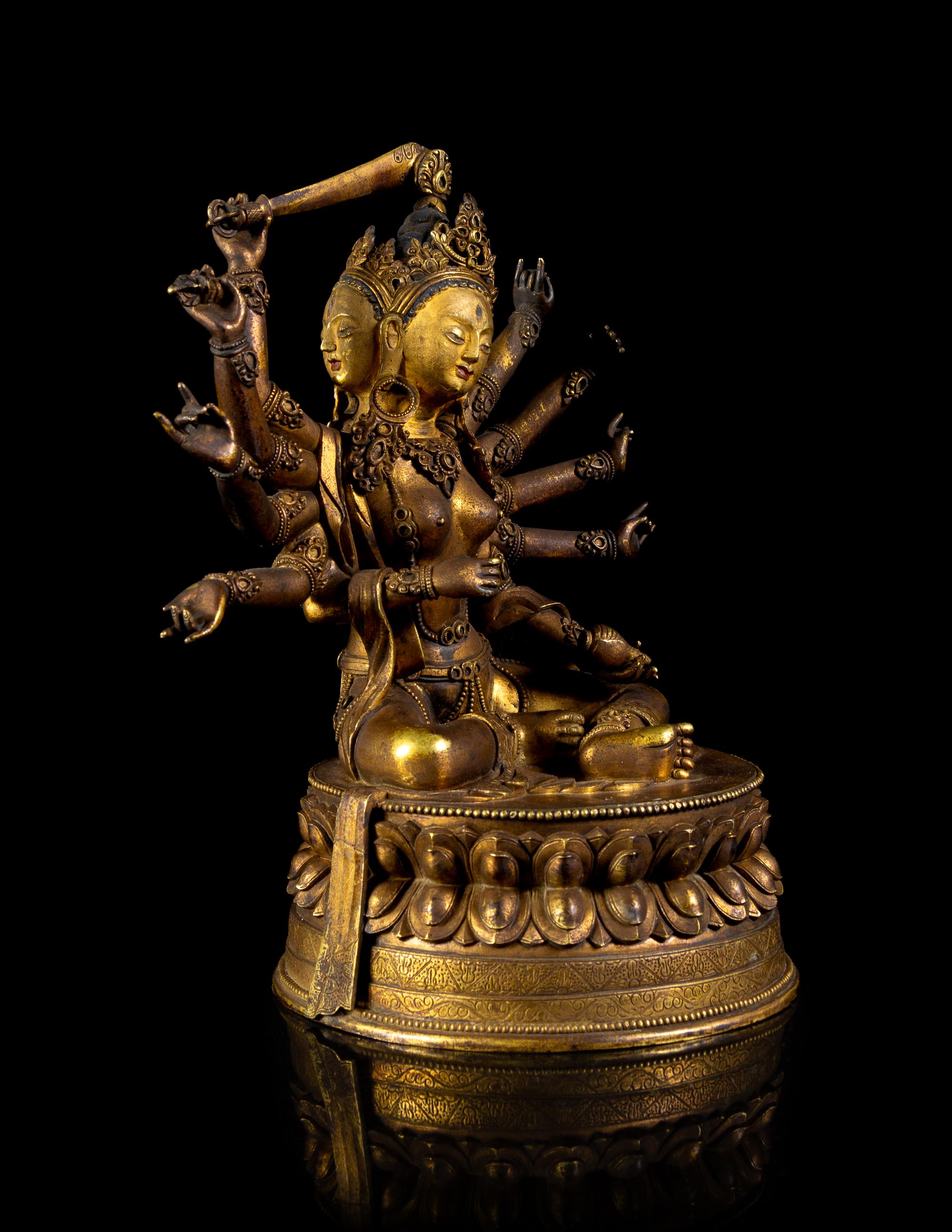 A Sino-Tibetan Gilt Bronze Figure of Tara