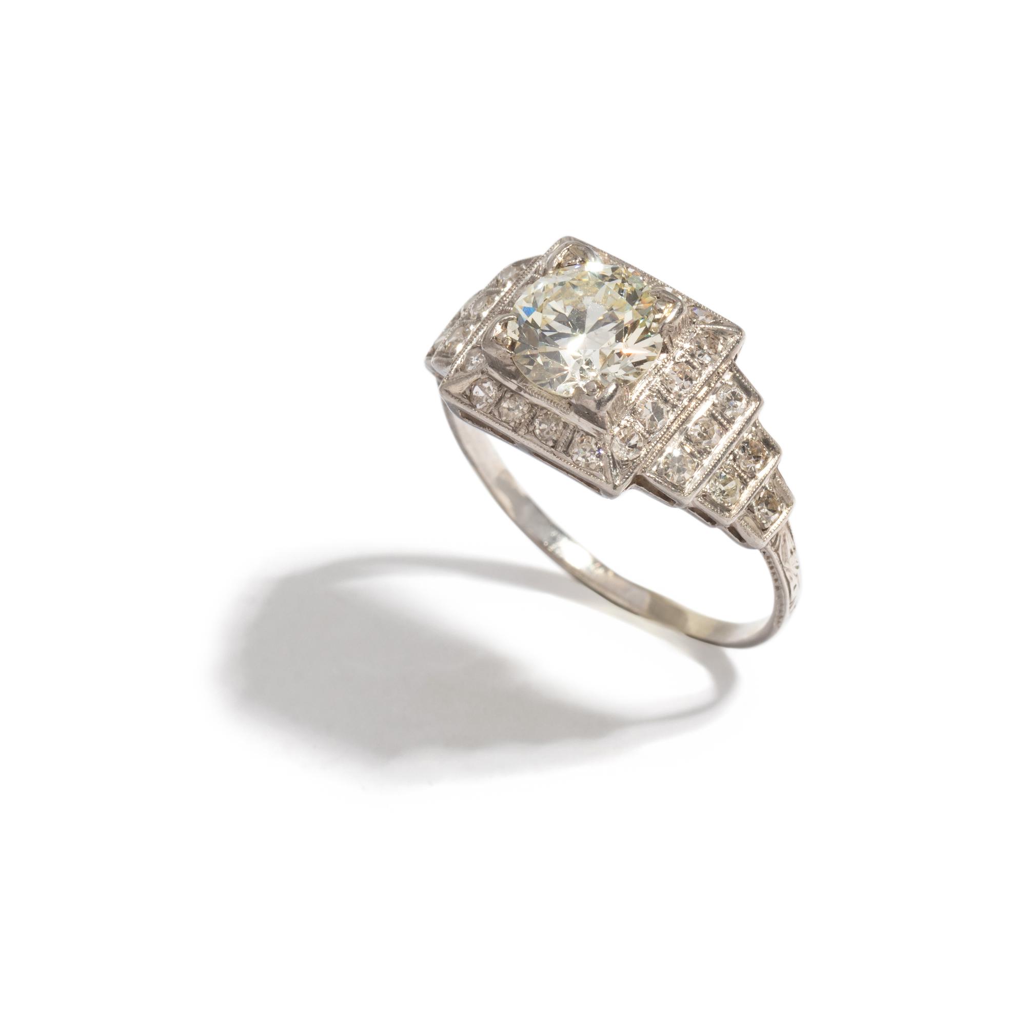 ART DECO, PLATINUM AND DIAMOND RING