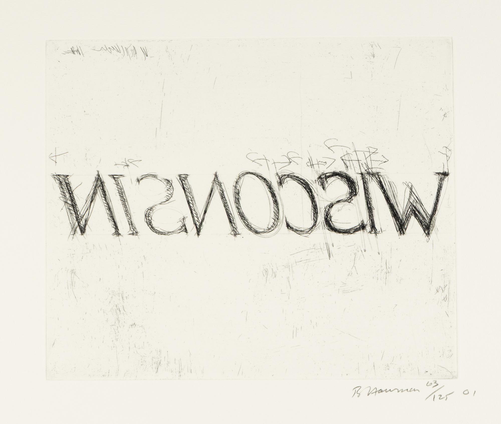 Bruce Nauman (American, b. 1941) — tcejorP lainnetneciuqseS nisnocsiW (triptych) (from the Wisconsin Sesquicentennial Portfolio ), 2001