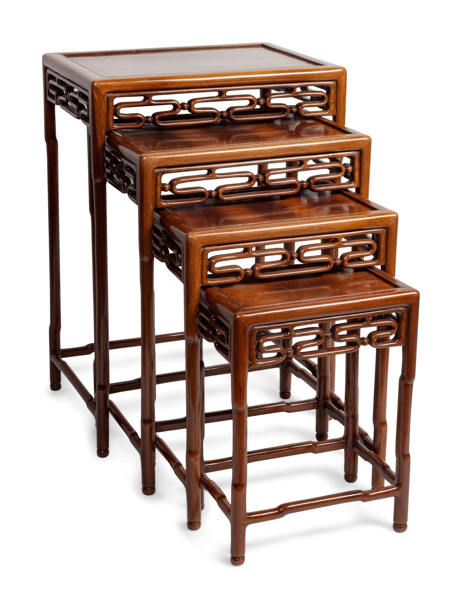 A Group of Four Rosewood Chinese Nesting Tables