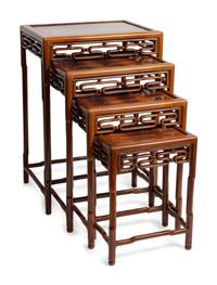 A Group of Four Rosewood Chinese Nesting Tables