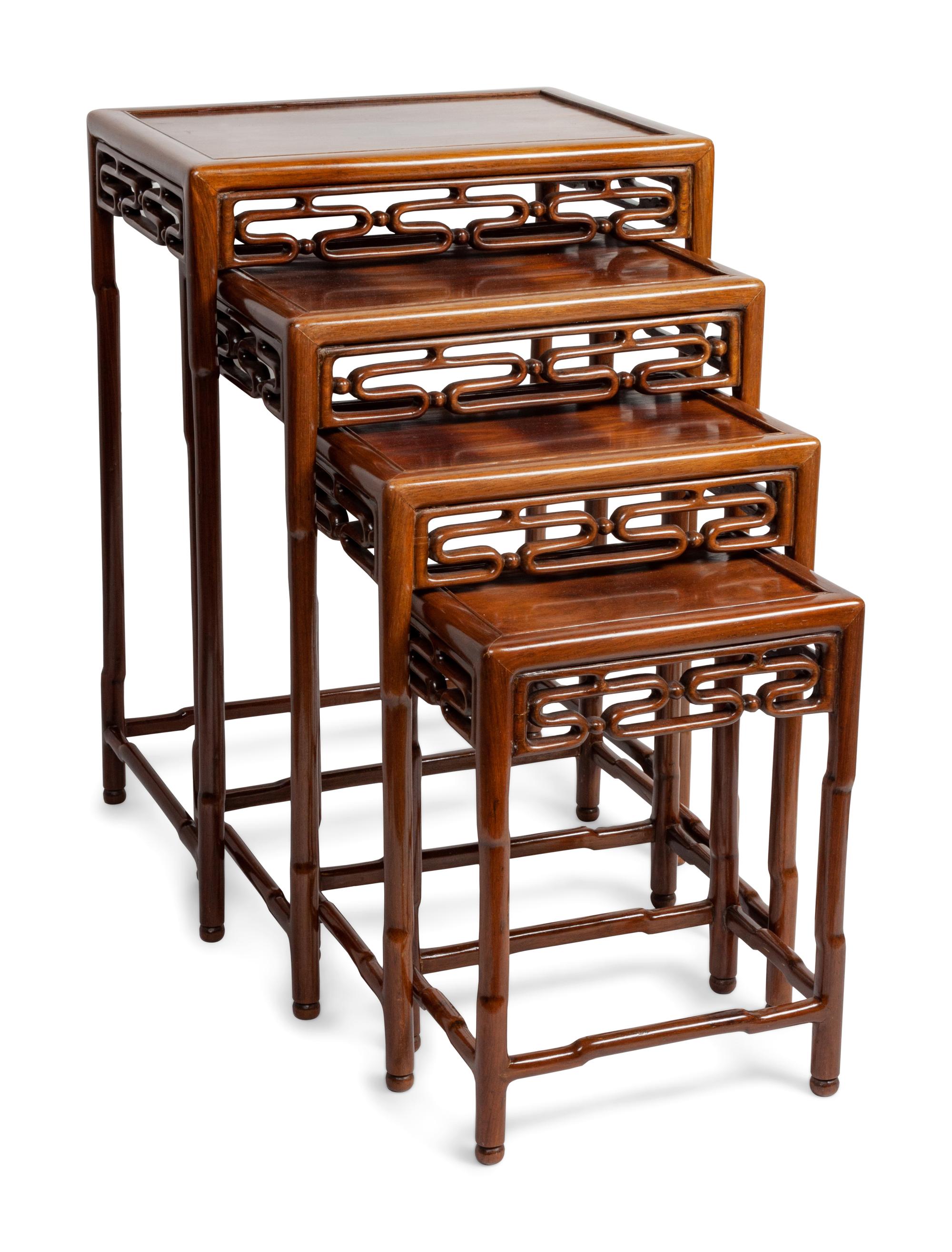 A Group of Four Rosewood Chinese Nesting Tables