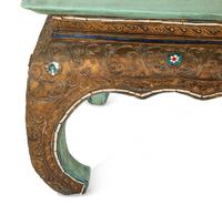 A Pair of South Asian Carved and Painted Tabourets