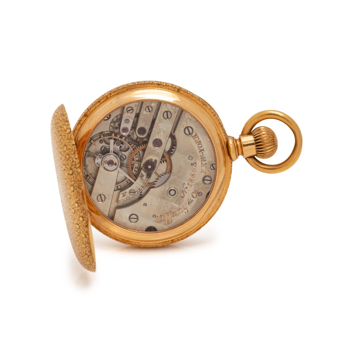 TIFFANY & CO., 18K YELLOW GOLD OPEN FACE POCKET WATCH