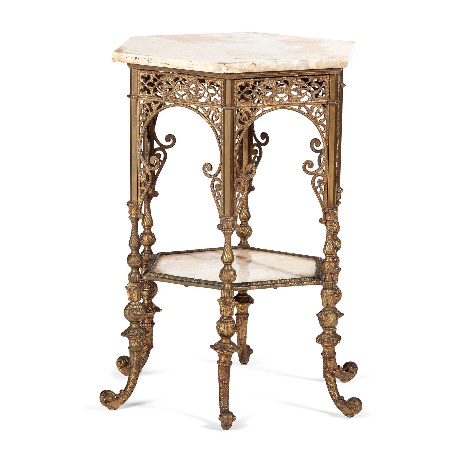 A Gilt Metal Onyx-Top Table