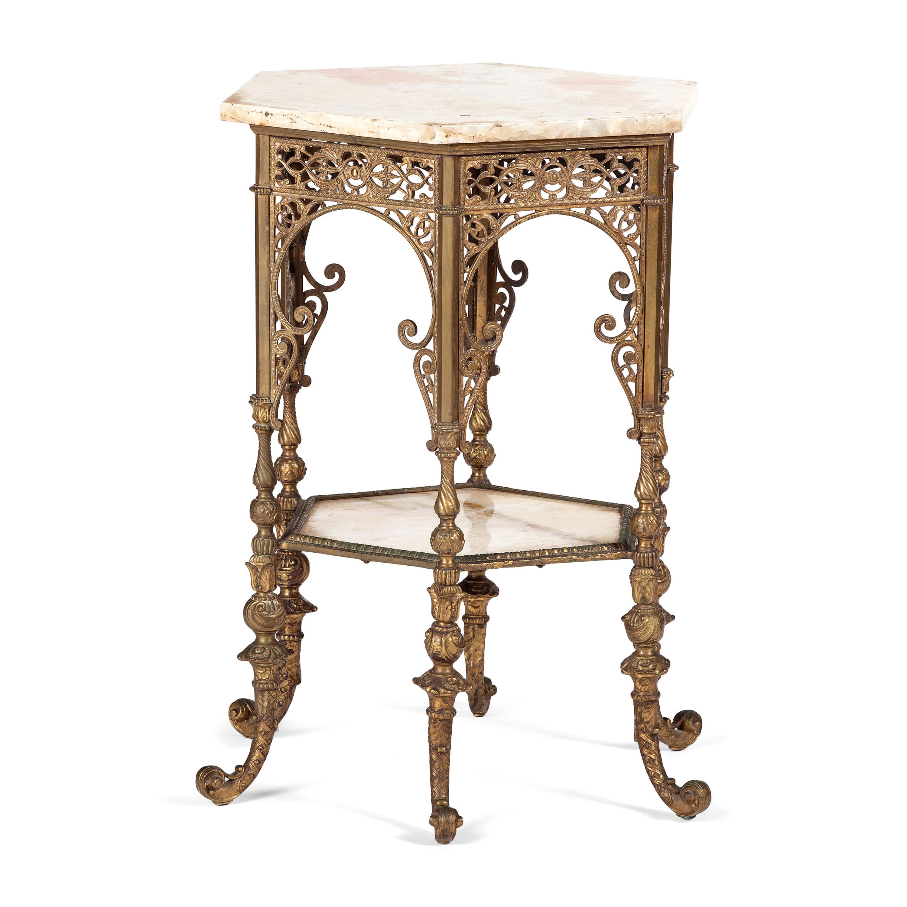 A Gilt Metal Onyx-Top Table