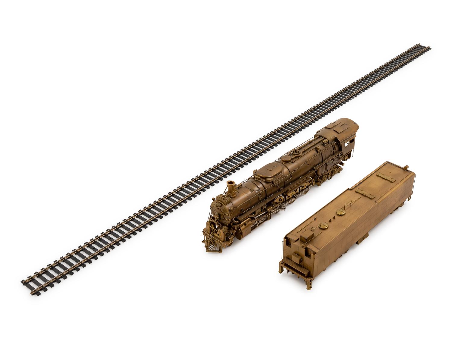 A United Scale Models Brass HO-Gauge Baldwin Locomotive Works 4-8-4 Locomotive and Tender
