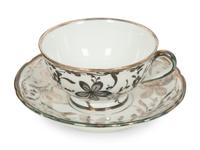 A Richard Ginori Silver-Overlay Porcelain Tea Service