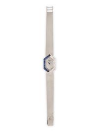 CHOPARD, 18K WHITE GOLD, DIAMOND, AND SAPPHIRE WATCH
