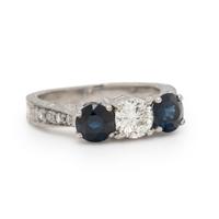 DIAMOND, SAPPHIRE, AND PLATINUM RING