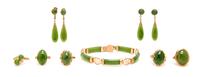 A Collection of Rose Gold and Nephrite Jade Jewelry,